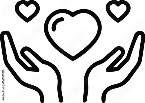 Charity Giving and Donate Money Outline Icon