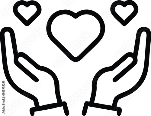 Charity Giving and Donate Money Outline Icon