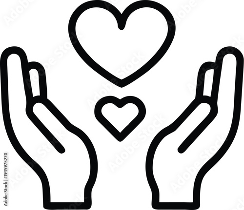 Charity Giving and Donate Money Outline Icon