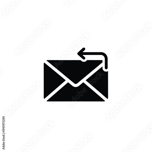 Black envelope with white arrow pointing left