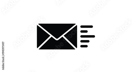 Black envelope with speed lines white motion