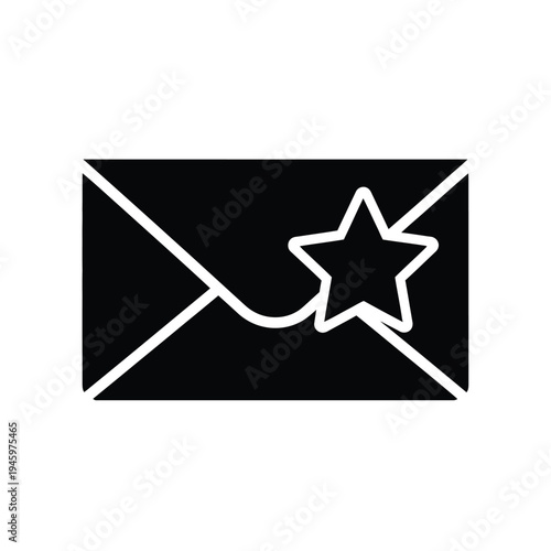 Black envelope with white star letter