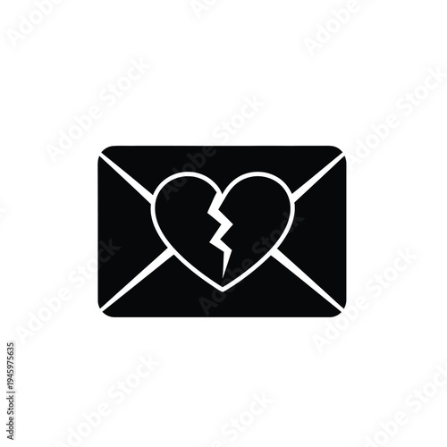 Black envelope with broken heart symbol 1