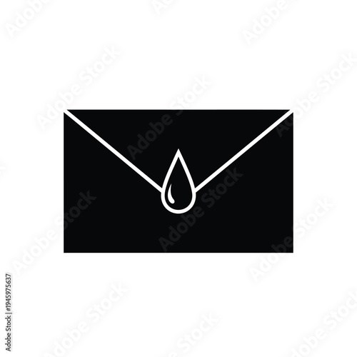 Black envelope with white drop symbol mail