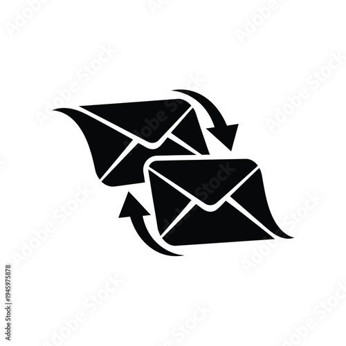 Two black envelopes with arrows indicating mail exchange