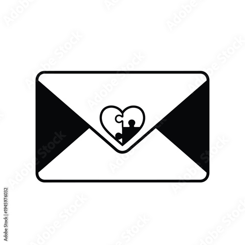 Black and white envelope with heart and keyhole
