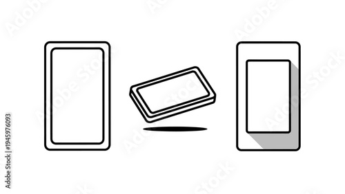 Minimalist rectangular device icons - outline smartphone or tablet mockup elements for UI UX design