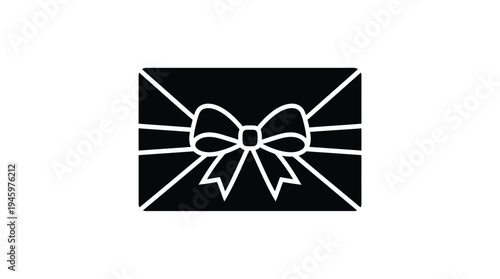 Black envelope with white ribbon bow