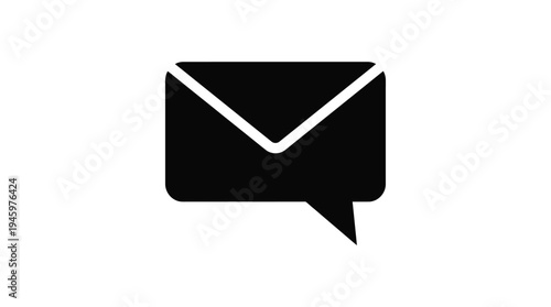 Black silhouette of an envelope with a speech bubble