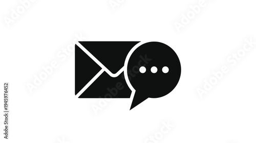 Black silhouette envelope and speech bubble