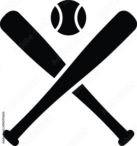 Vector graphic illustration of baseball bat and ball design