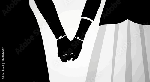 Two people holding hands together.