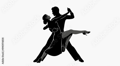 Silhouette of couple dancing together.