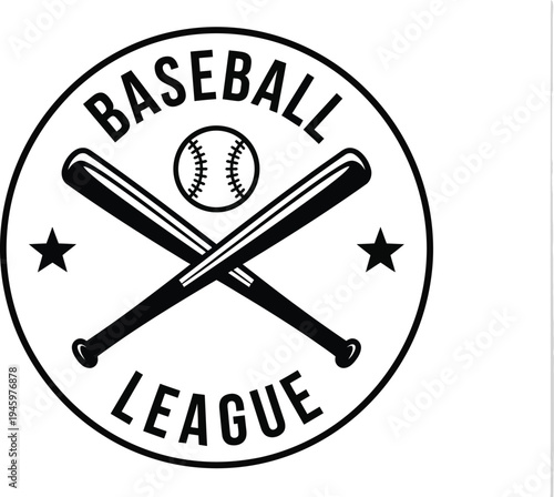 Vector graphic illustration of a baseball league logo with bats and ball
