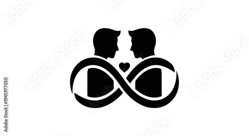 Black silhouette of couple heads.