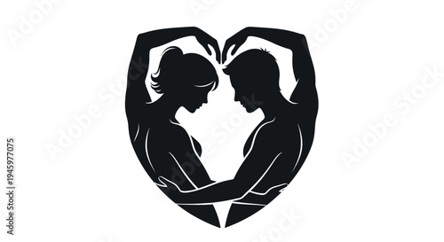 Silhouette of couple in love.