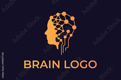 A logo with a head and a network of nodes