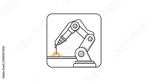 Industrial robotic arm welding metal.