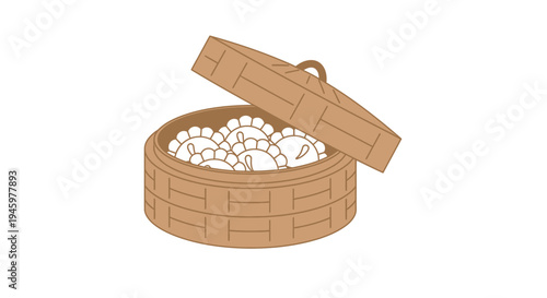 A wicker basket filled with white eggs.