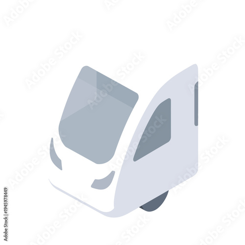 Modern Train Locomotive Front View Isometric Illustration.