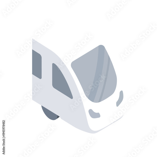 Modern High-Speed Train Front View Isometric Illustration.