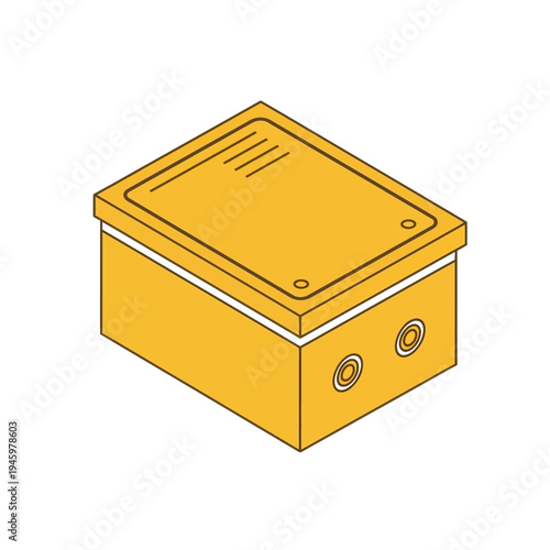Isometric Yellow Electrical Junction Box Illustration.