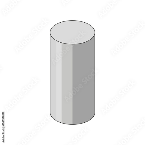 Simple Gray Cylinder Geometric Shape Illustration.