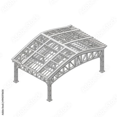 Architectural Steel Structure with Curved Roof Design.