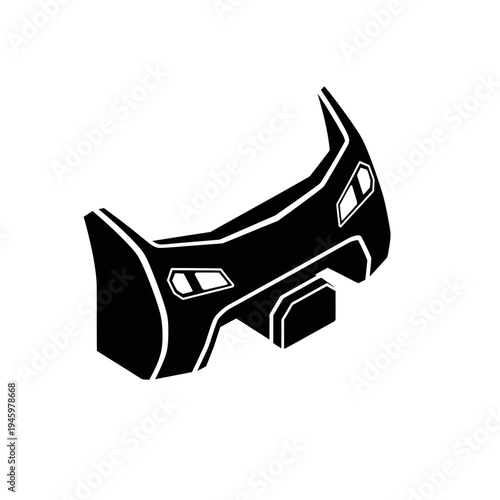 Stylized Black and White Illustration of a Futuristic Car Bumper.