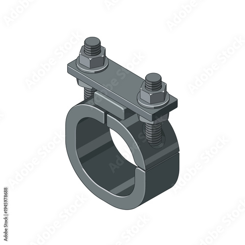 Industrial Pipe Clamp with Bolts and Nuts.
