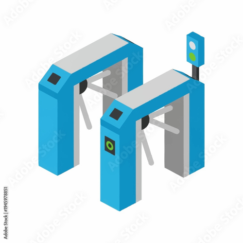Modern Blue Turnstile Gates for Access Control.