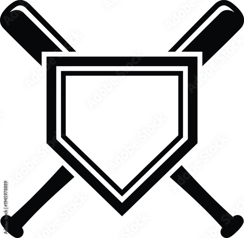 Vector graphic illustration of baseball bats crossed behind home plate