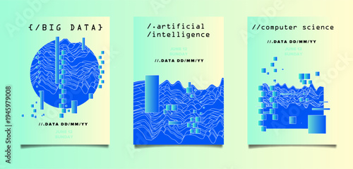 Cyan-teal gradient with wavy data lines and 