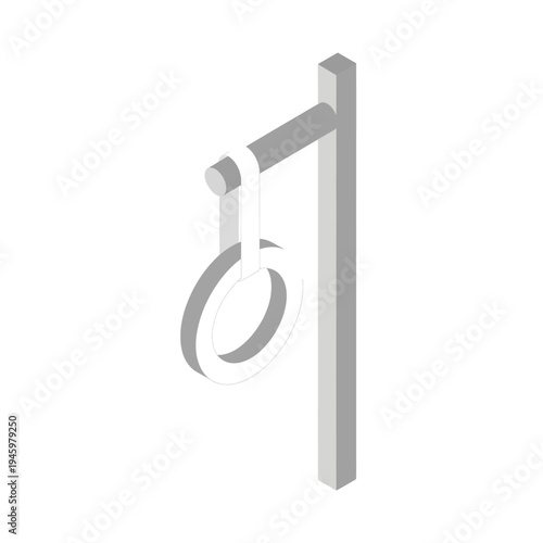 Isometric illustration of a noose hanging from a post.