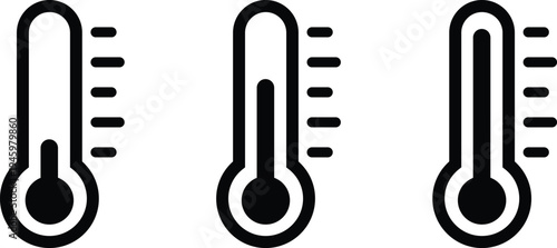 Three thermometer icons showing different temperature levels