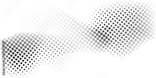 Halftone gradient. Dotted gradient, smooth dots spraying and halftones dot background seamless horizontal geometric pattern vector template set.