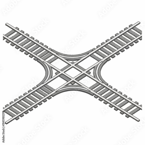 Railroad diamond crossover switch track intersection.