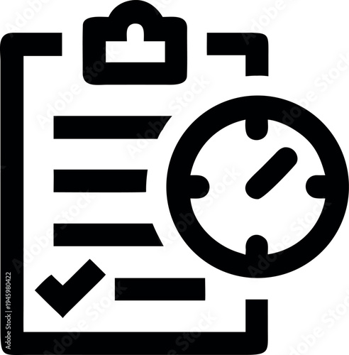 A clipboard with a checklist and a clock