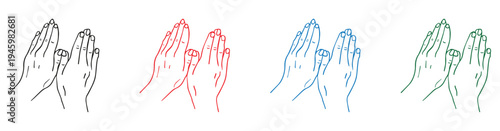 A sequential illustration showing the evolutionary stages of a human hand from primitive to modern, depicted in simple line art with vibrant highlights, ideal for educational and scientific presentati