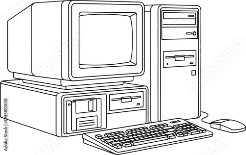 Vintage computer setup with monitor and keyboard