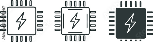 Variations of electronic component symbols with lightning bolt including board stroke