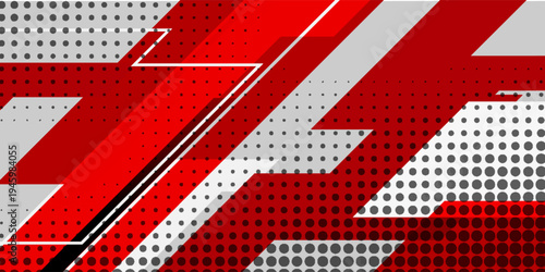 Red and black minimal geometric tech white background vector