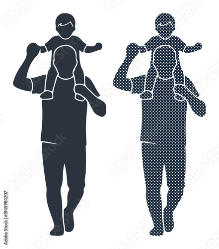 Father carrying his happy child on shoulders, symbolizing love and connection