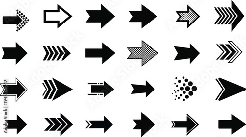 Collection of black and white arrow icons
