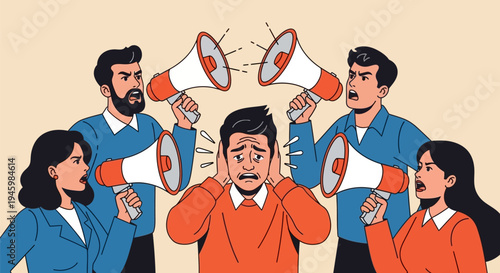 People experiencing loud noise and stress.