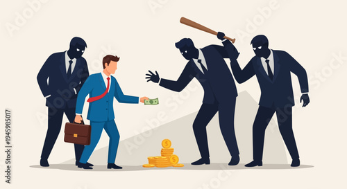 Businessman being bribed by other businessmen.