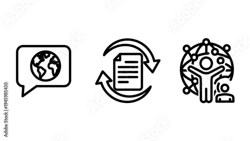 Global communication and human network icons: international data exchange and social community