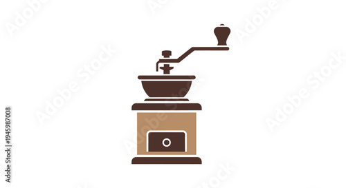 Vintage manual coffee grinder illustration.