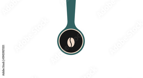 A green spoon with coffee bean.