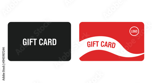 Two gift card designs featuring a blank and a branded version with a logo. isolated on transparent background